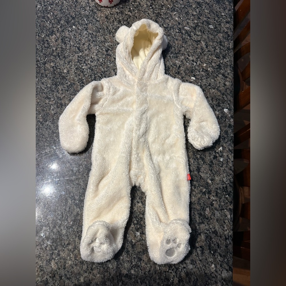 Magnetic Me Minky Bear Footie - Cozy Cream Bear Onesie for Kids - 0-3 months